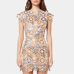 Elliatt Geode Floral Crochet Mini Dress with Sequins Women’s XS